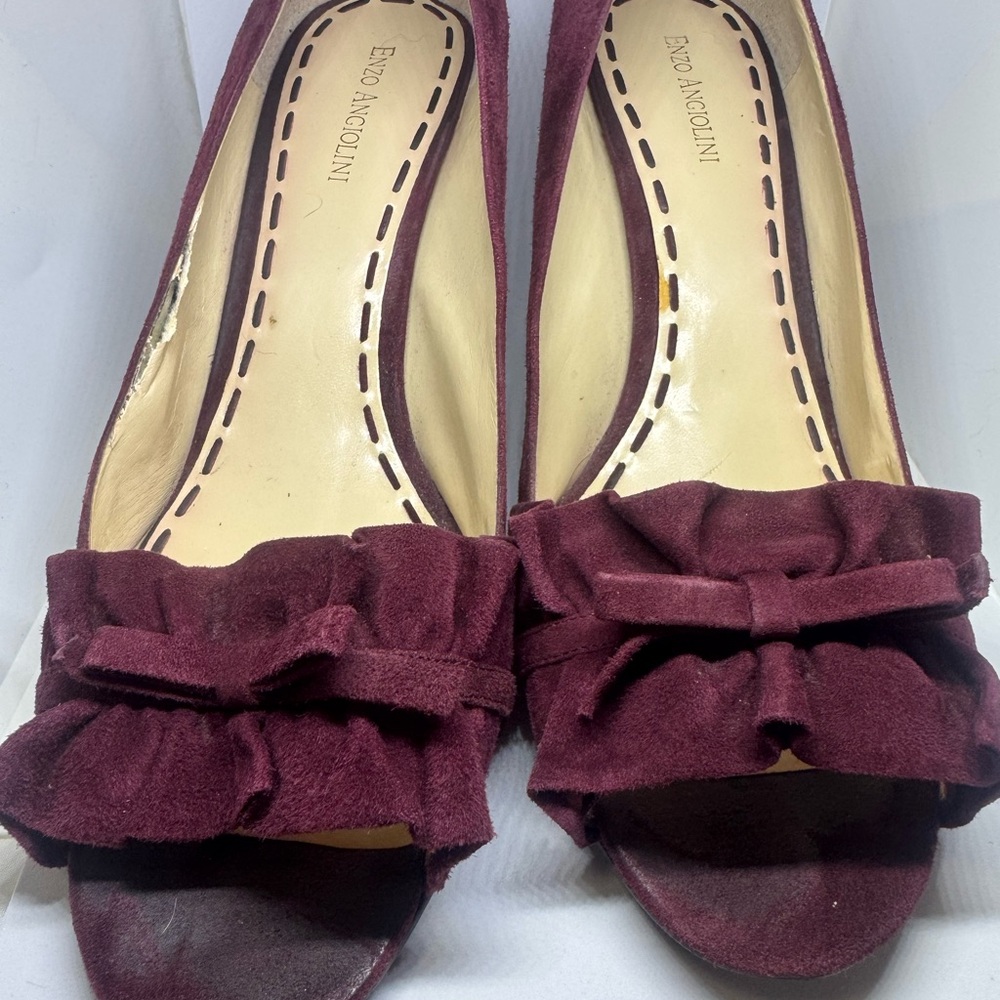 Enzo Angiolini Burgundy Heels with Bow Detail